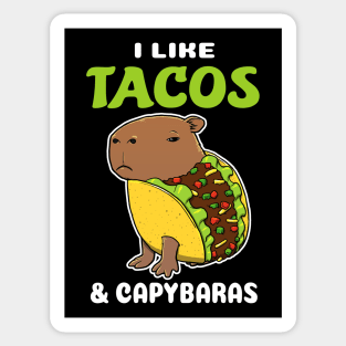 I Like Tacos and Capybaras Cartoon Sticker